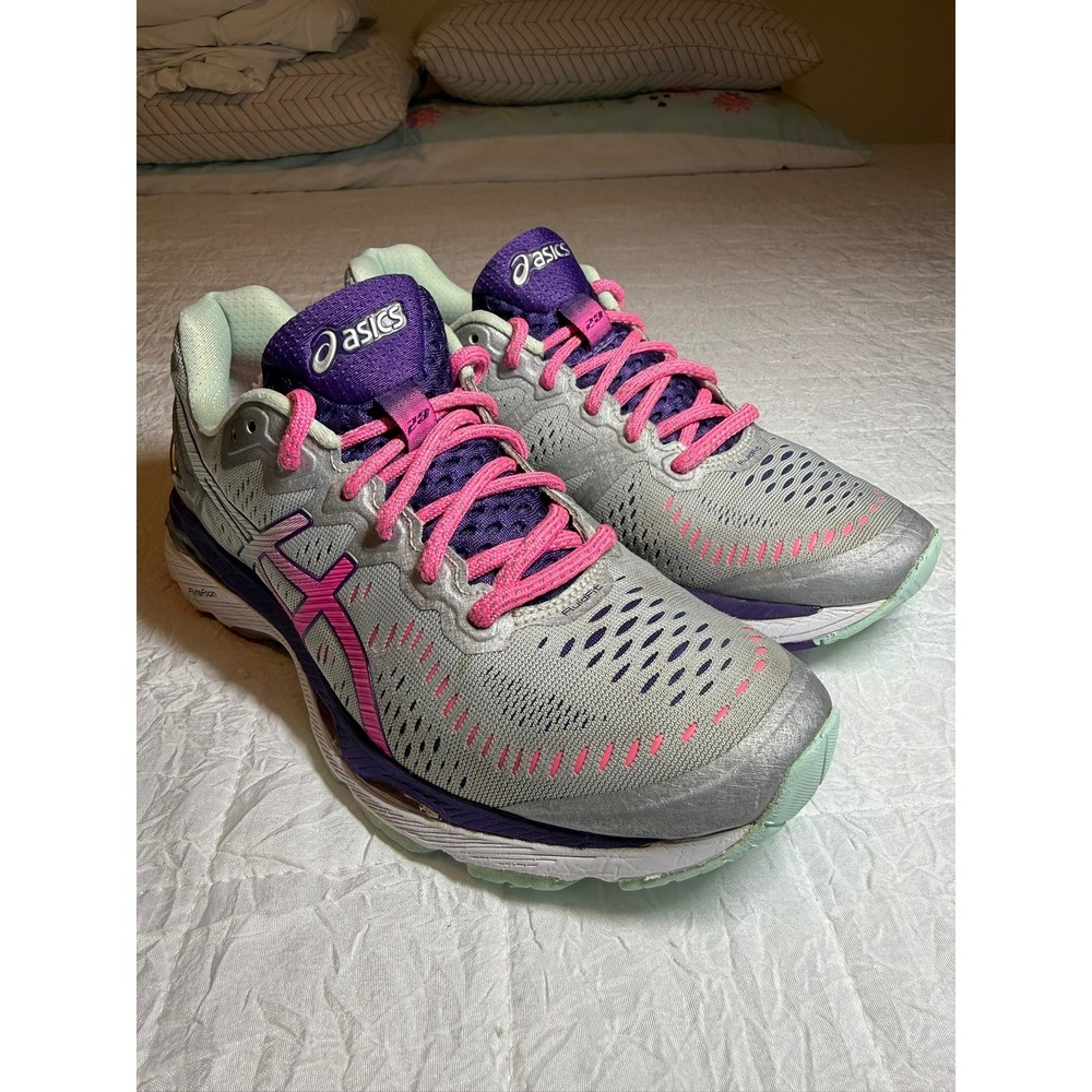 Asics Gel-Kayano 23 Womens Running Shoes Silver Purple Pink T696N Size 8